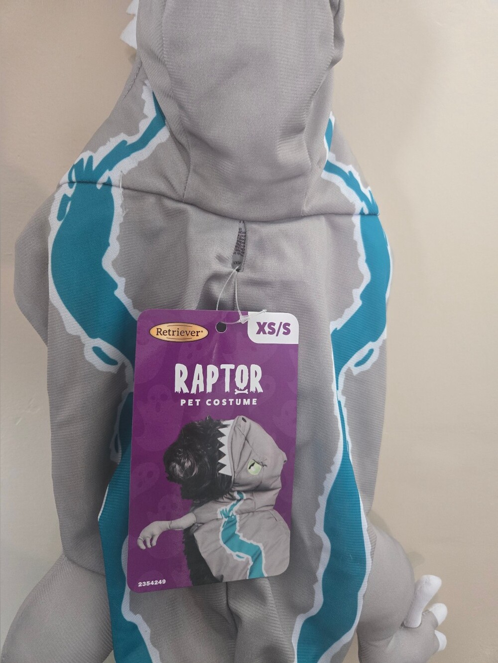 Raptor Pet Costume - Gray & Teal (XS/S)